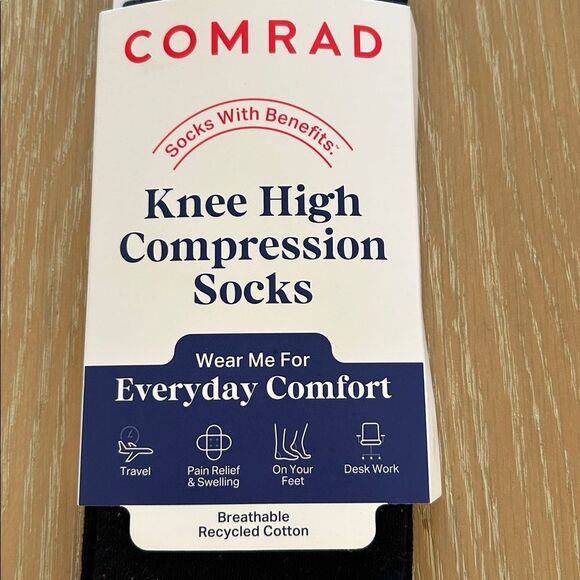 COMRAD Knee-High Compression Sock, Size Larges, multi speckle Black, NWT - Picture 6 of 8